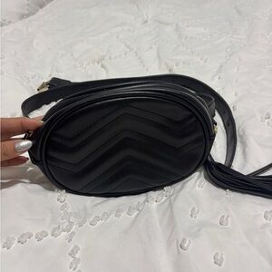 Zara Black Chevron Quilted Wristlet Bag